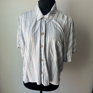 Aeropostale Blue and White Striped Shirt - XL
